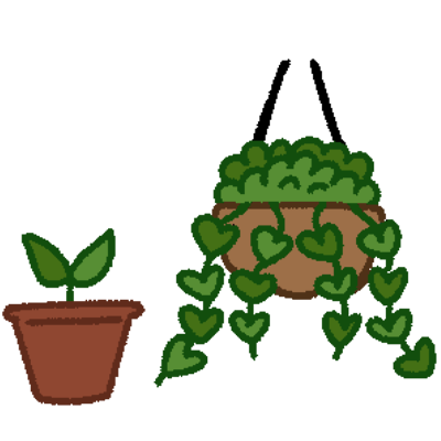 stylized drawing of two plants.